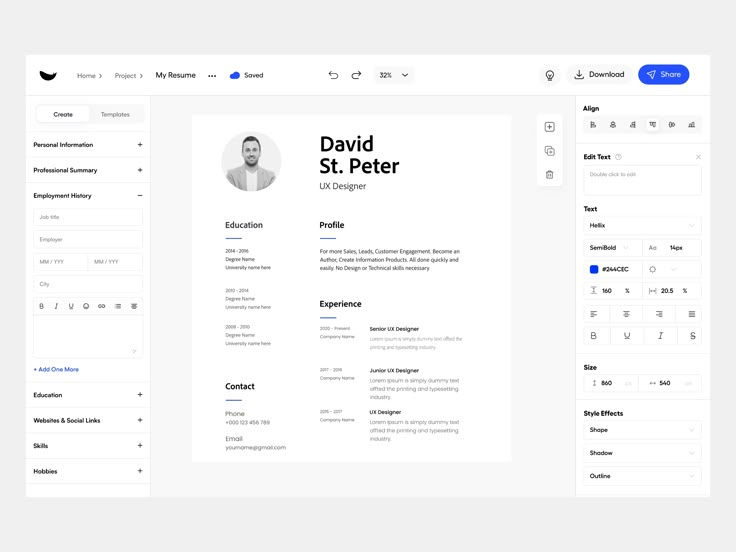 Resume Builder Interface Preview